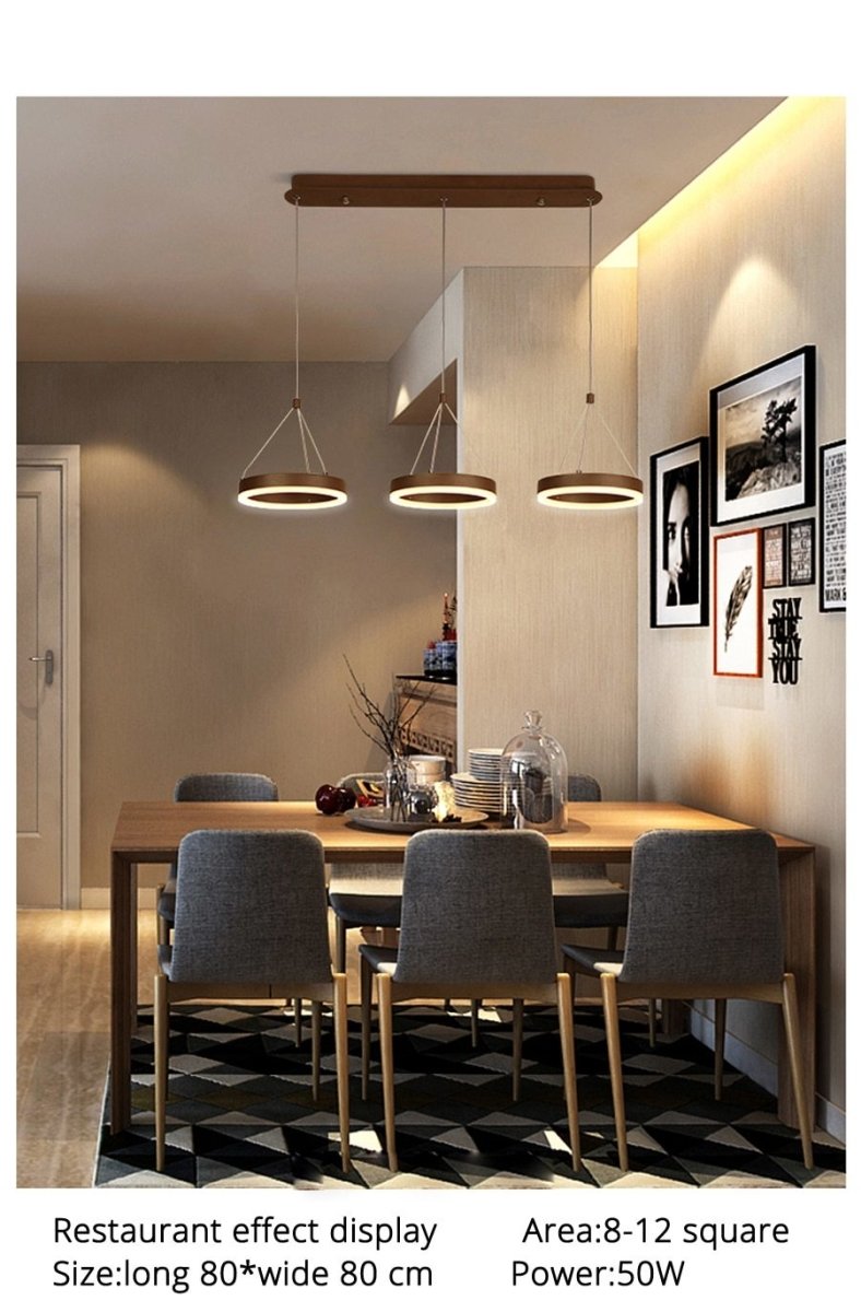 Coffee LED Pendant Light Kitchen Dinning Room Backside Lighting 3 heads Round Acrylic Lamp Luminaire Indoor Fixtures