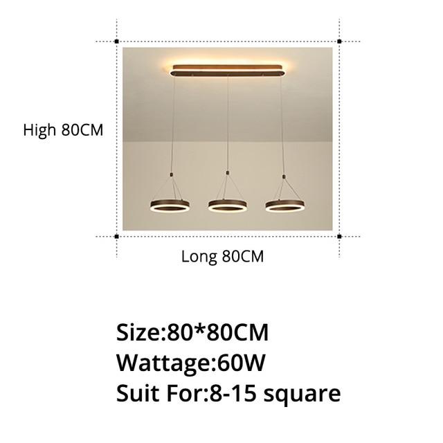 Coffee LED Pendant Light Kitchen Dinning Room Backside Lighting 3 heads Round Acrylic Lamp Luminaire Indoor Fixtures