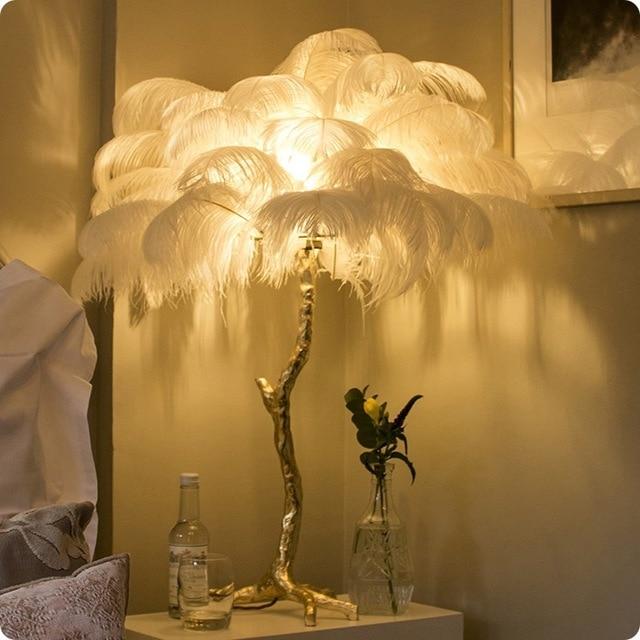Dr. Feathers Designer Modern Luxury Feather Floor Lamp