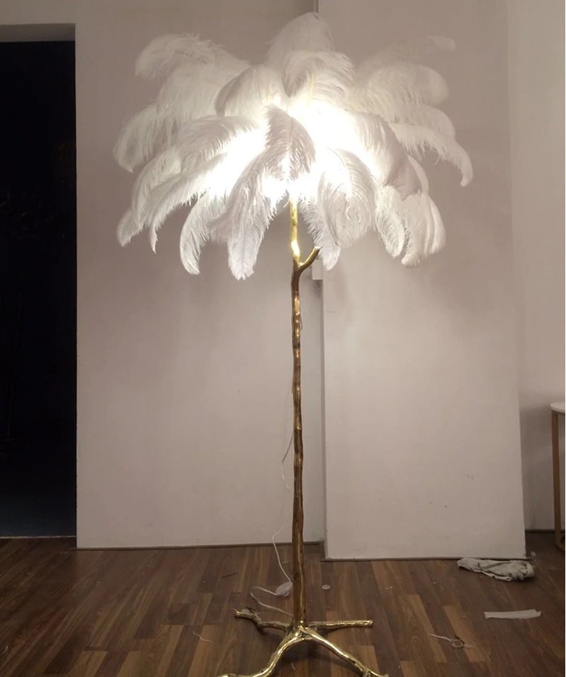 Dr. Feathers Designer Modern Luxury Feather Floor Lamp