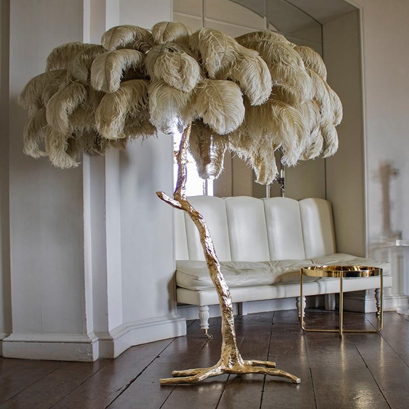 Dr. Feathers Designer Modern Luxury Feather Floor Lamp