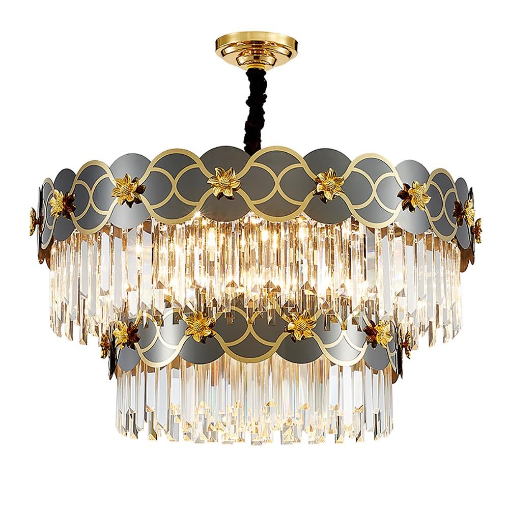 Double Layer Luxury LED Crystal Flower Icicle Chandelier