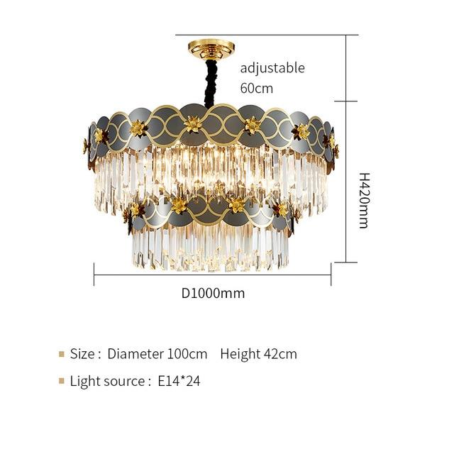 Double Layer Luxury LED Crystal Flower Icicle Chandelier
