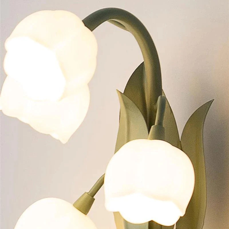 French Rural Retro Green PC Lily-Valley Flower Plant Table Lighting