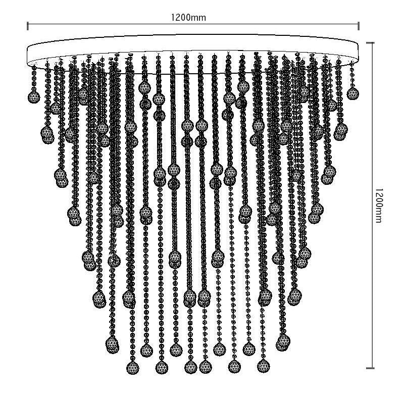 Flush Mount Oval Crystal Waterfall Ceiling Chandelier