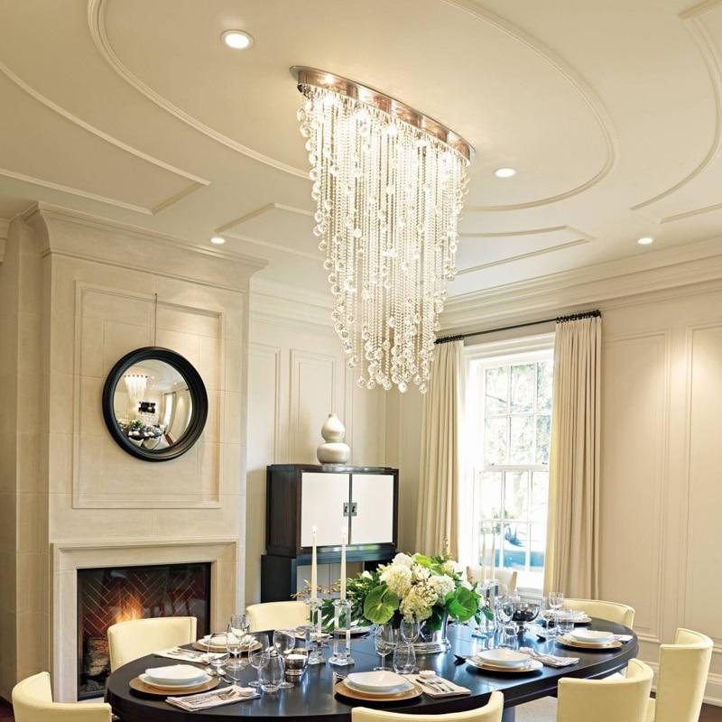 Flush Mount Oval Crystal Waterfall Ceiling Chandelier
