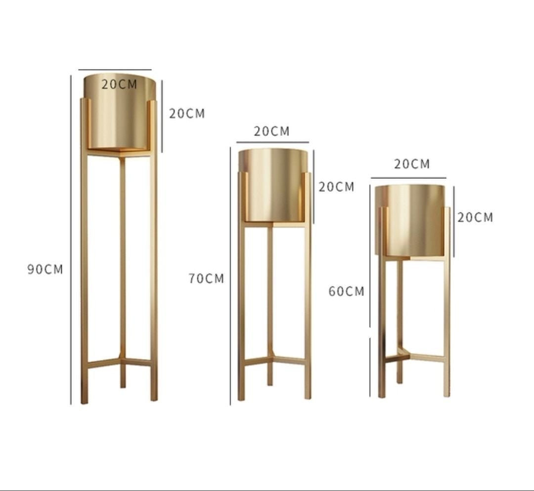 Gold metal plant stands set of 3