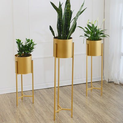 Gold metal plant stands set of 3