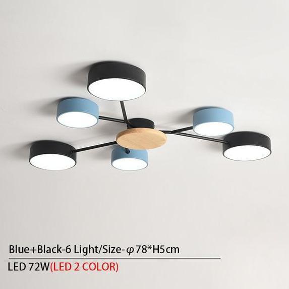 Grey Modern LED Chandelier With Round Gray Metal Lampshades For Living Room