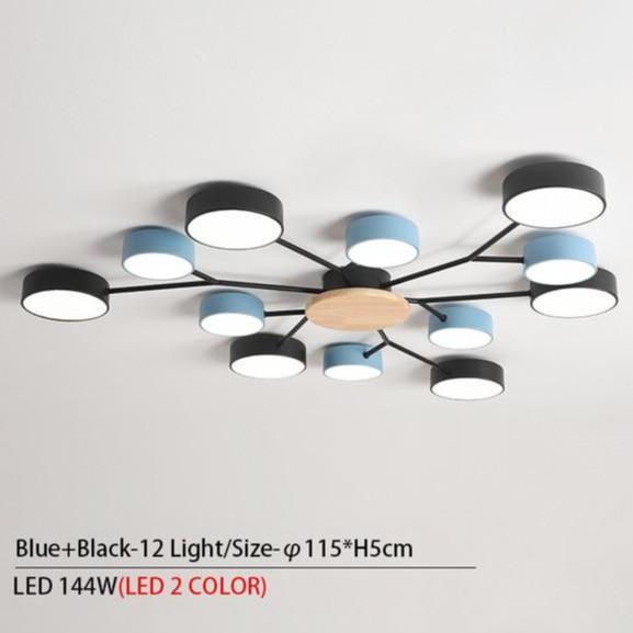 Grey Modern LED Chandelier With Round Gray Metal Lampshades For Living Room