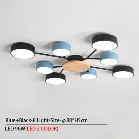 Grey Modern LED Chandelier With Round Gray Metal Lampshades For Living Room