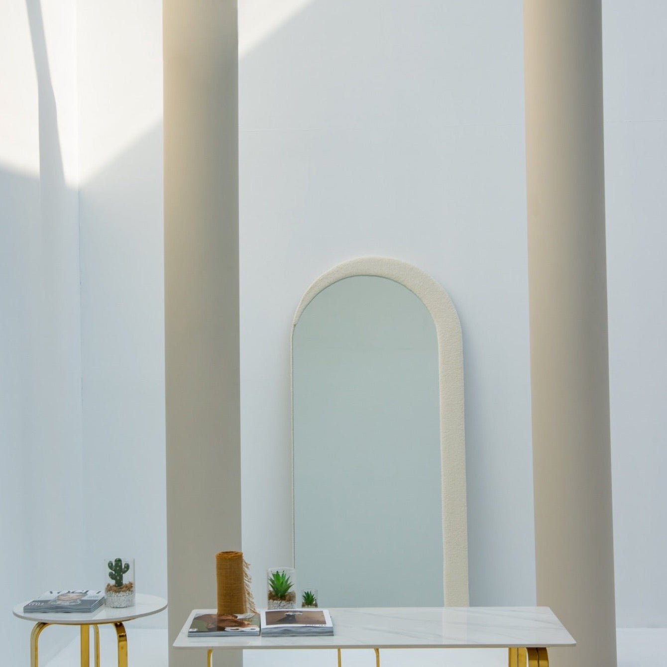 HALFY Fabric frame arch mirror