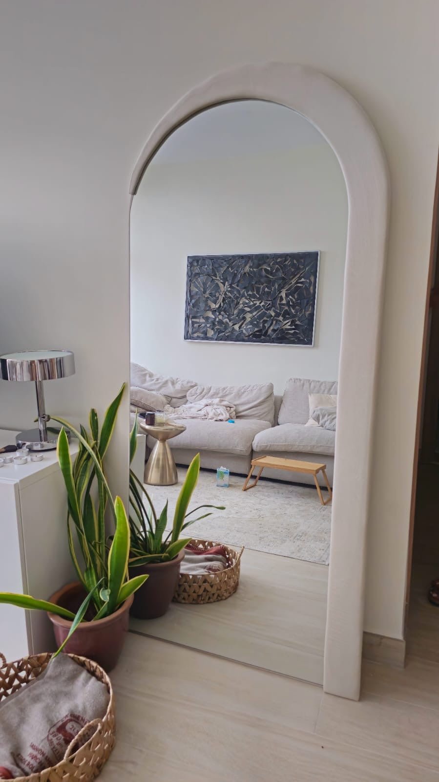 HALFY Fabric frame arch mirror
