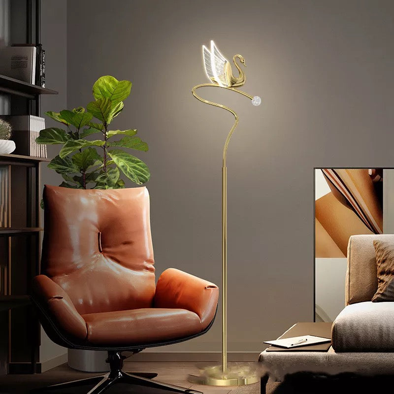 Romantic Gold Swan with Lightning Wings