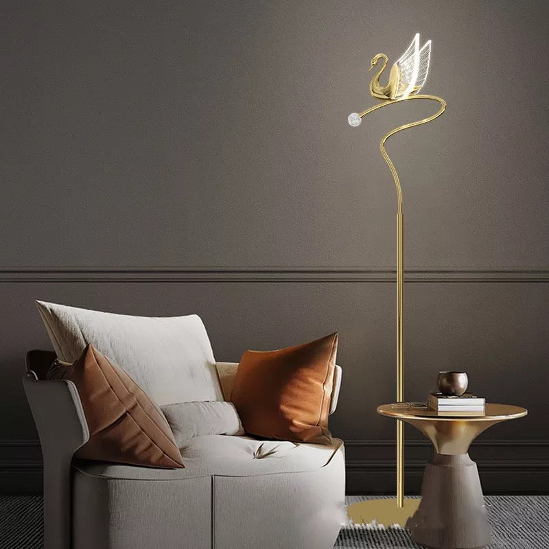 Romantic Gold Swan with Lightning Wings