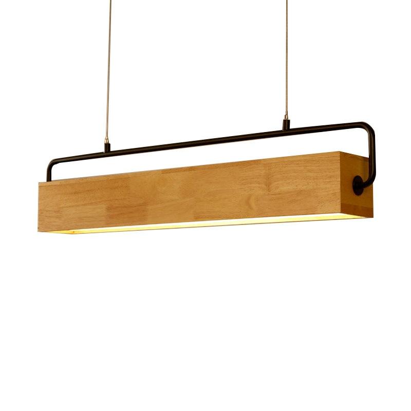 Japanese Inspired Wooden 28 1/2" to 35 1/2" Wide Linear Chandelier