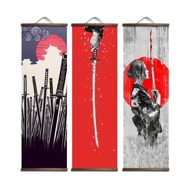 Japanese Ukiyoe Poster and Prints Home Decoration Hanging Wood Scroll