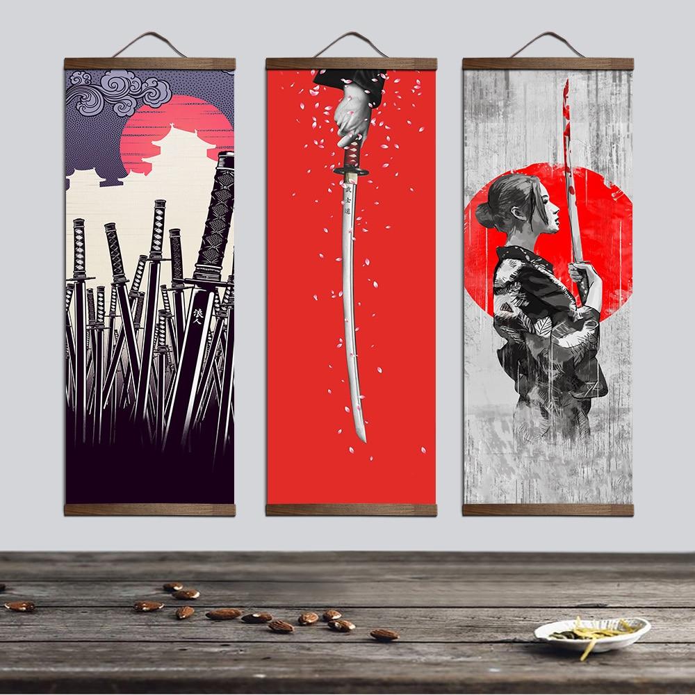 Japanese Ukiyoe Poster and Prints Home Decoration Hanging Wood Scroll