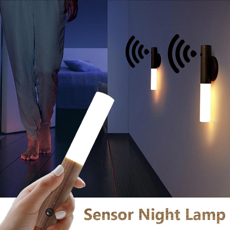 LED Infrared Sensor Wireless USB Rechargeable Night lamp For Bedside Wardrobe Wall Lamp