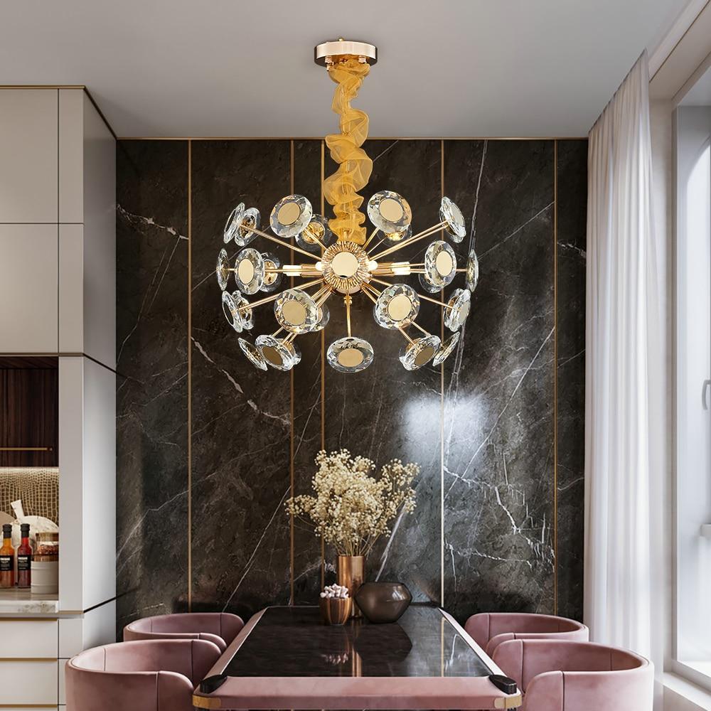 Luxury Modern Gold Crystal Chandelier Lighting For Living Room