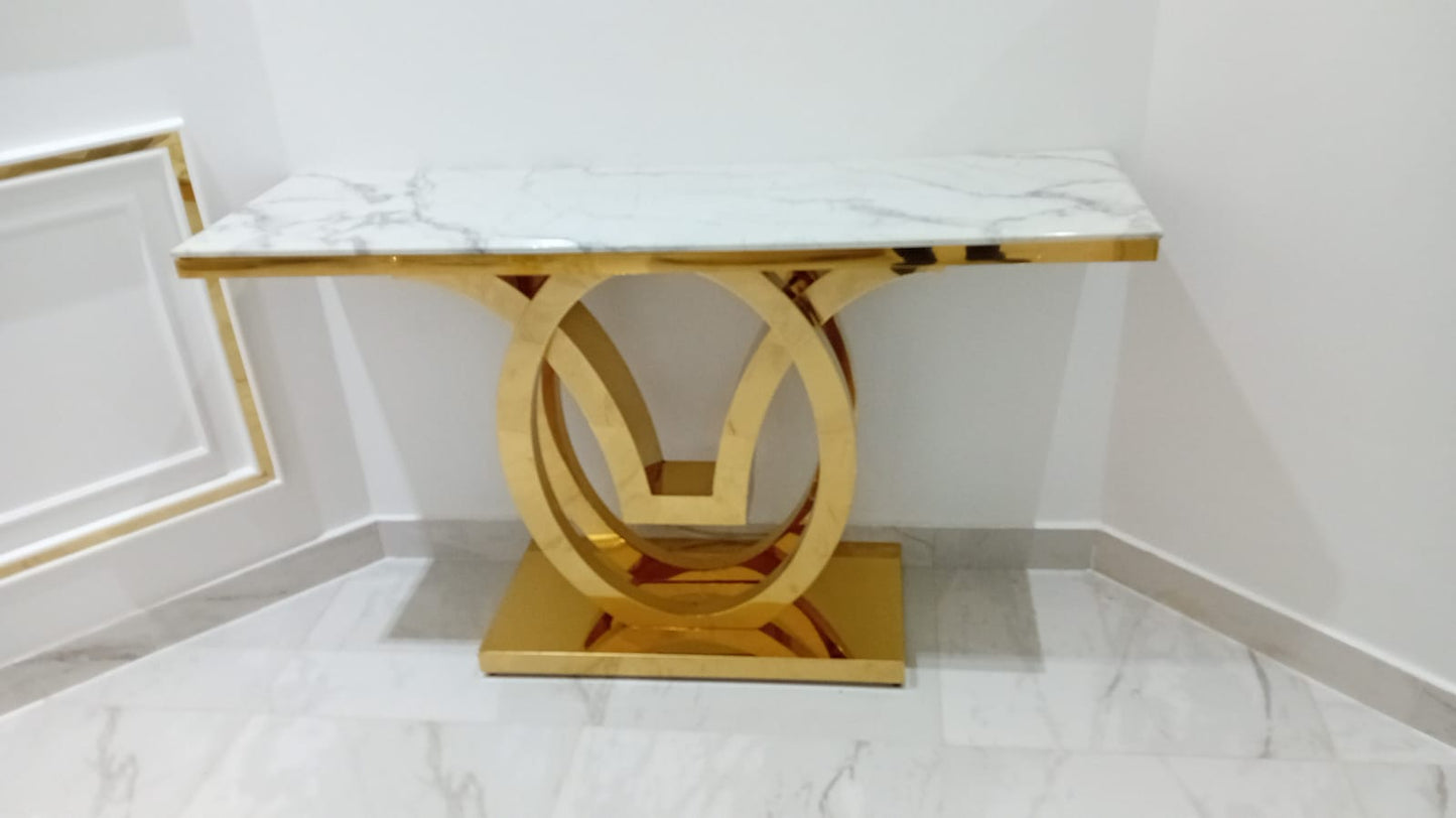 Marble with gold base entrance table