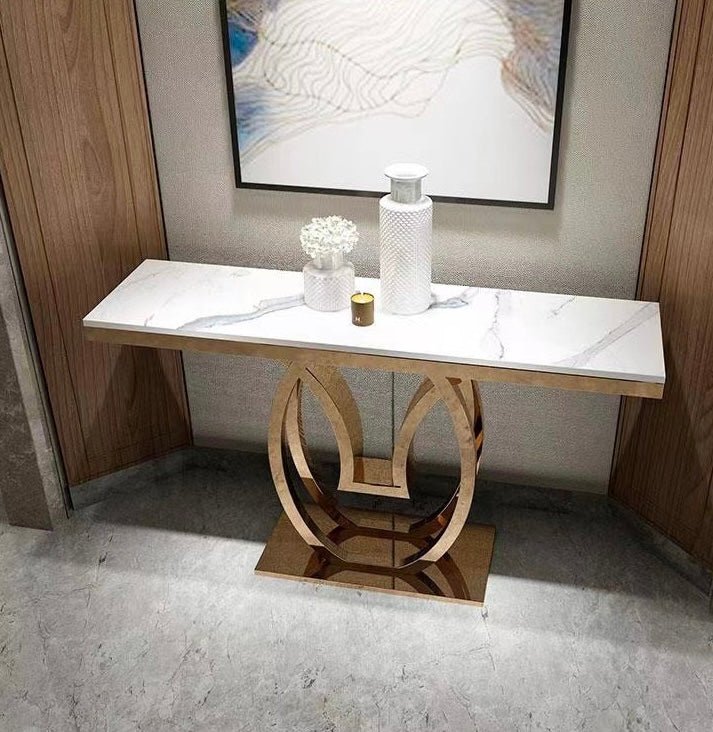 Marble with gold base entrance table