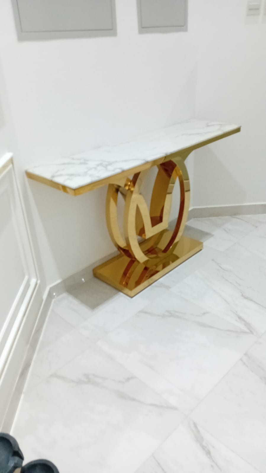 Marble with gold base entrance table