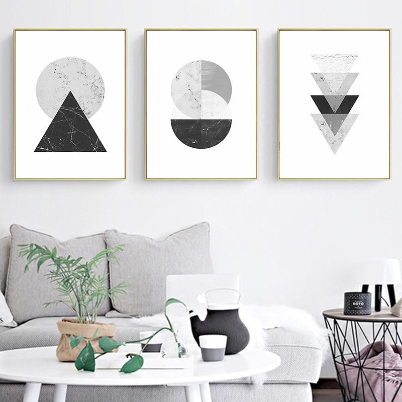 Minimalist Style Marble Geometric Pattern Abstract Decorative Canvas Painting Poster