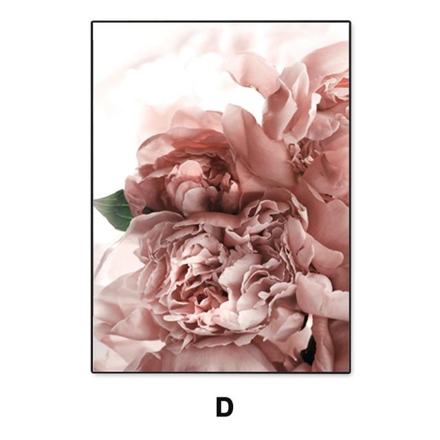 Modern Abstract Pink Flower Green Plants Poster Print Canvas Painting Pictures Home Wall Art Decoration Can Be Customized