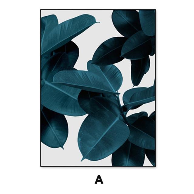 Modern Abstract Pink Flower Green Plants Poster Print Canvas Painting Pictures Home Wall Art Decoration Can Be Customized