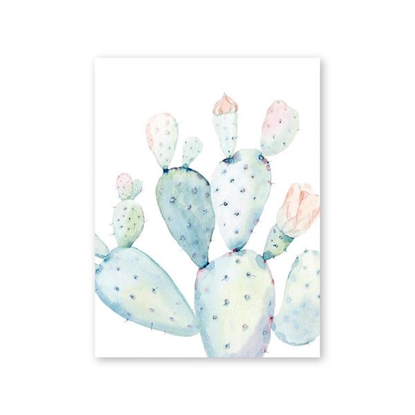 Nordic Art Print Pastel Watercolor Cactus Canvas Painting Poster Botanical Wall Art Pictures For Living Room Home Decor No Frame