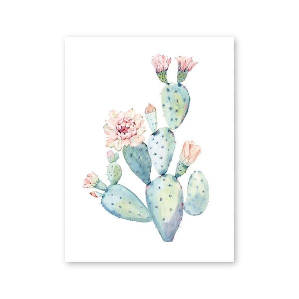 Nordic Art Print Pastel Watercolor Cactus Canvas Painting Poster Botanical Wall Art Pictures For Living Room Home Decor No Frame