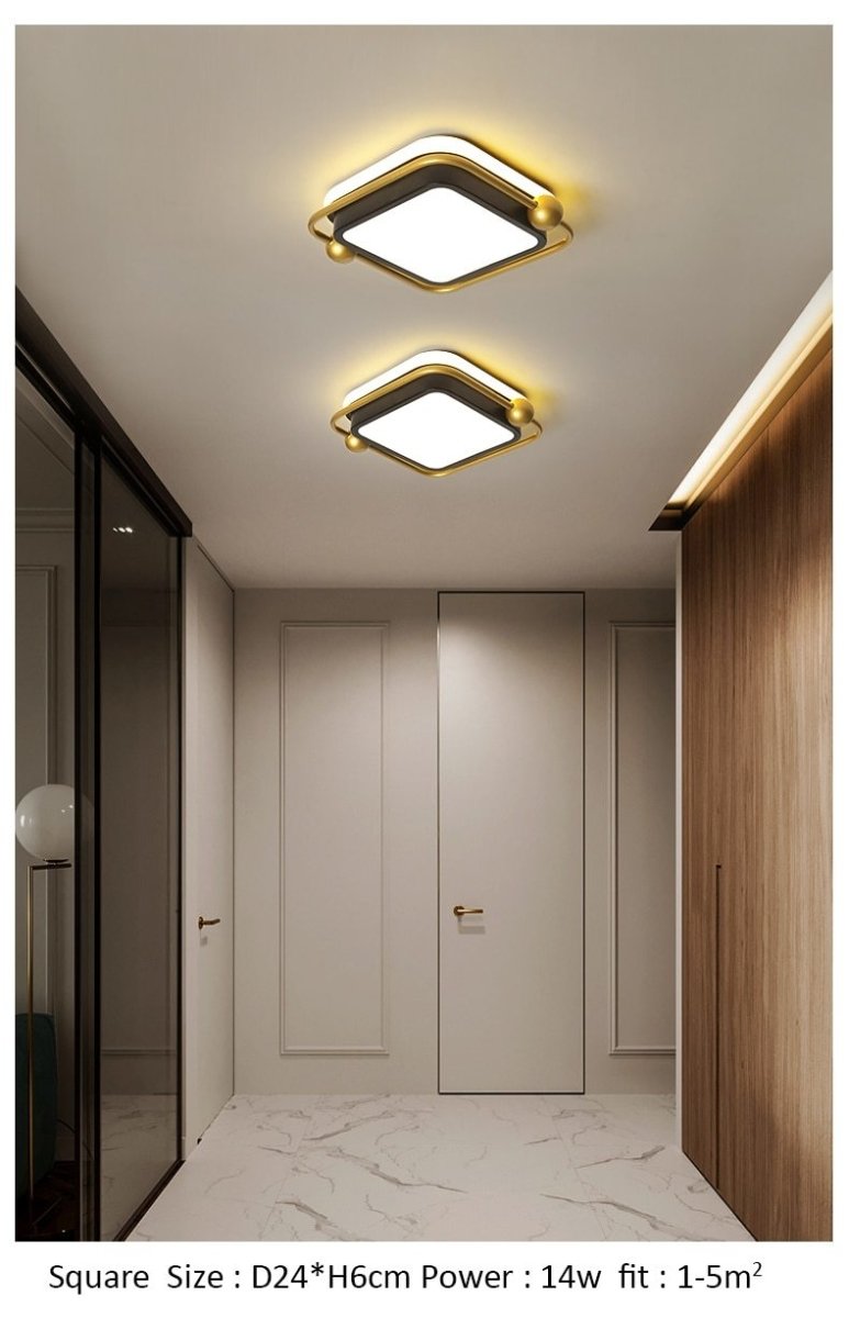 Orbital 2 Avenila LED Square and Round Black Gold and White Luxury Ceiling Light
