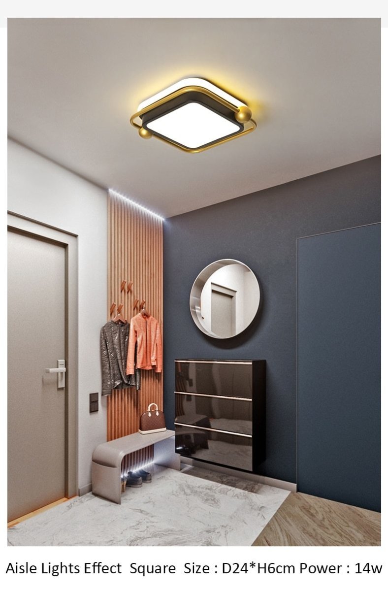 Orbital 2 Avenila LED Square and Round Black Gold and White Luxury Ceiling Light