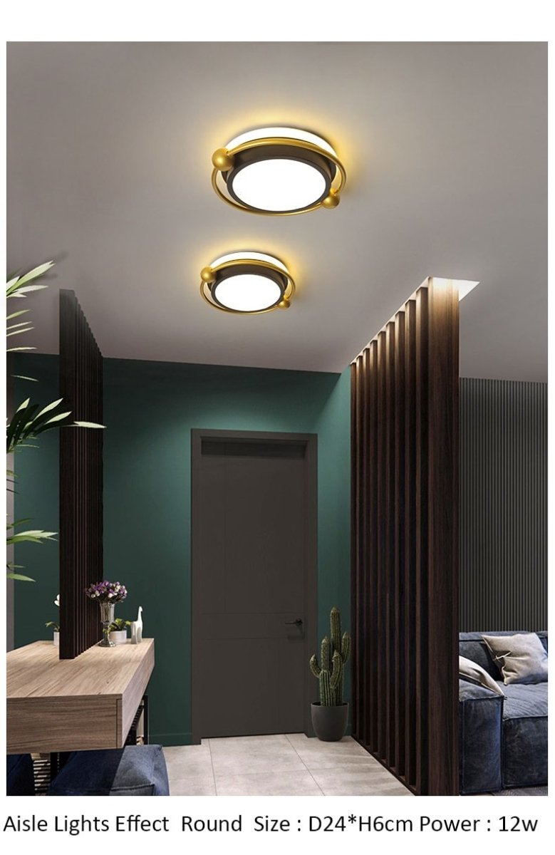 Orbital 2 Avenila LED Square and Round Black Gold and White Luxury Ceiling Light