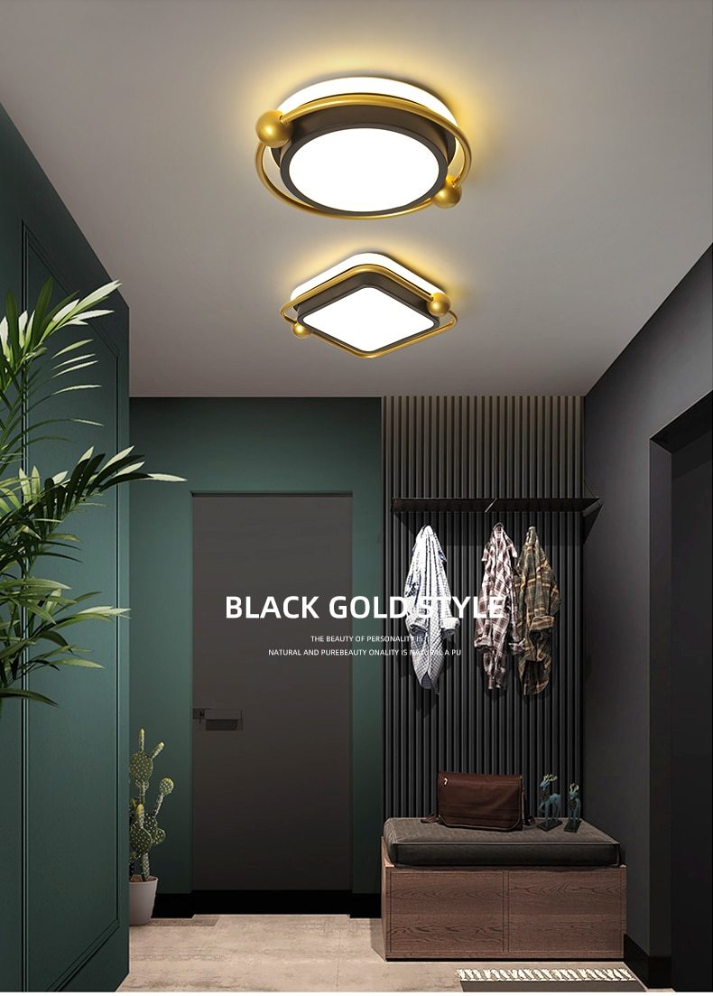 Orbital 2 Avenila LED Square and Round Black Gold and White Luxury Ceiling Light