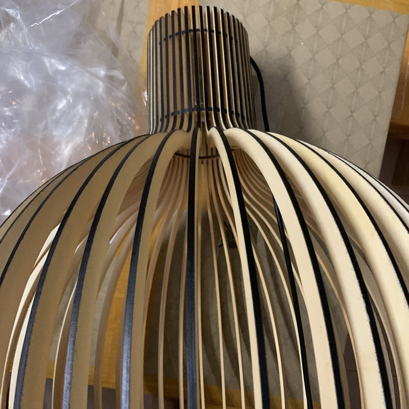 Birdcage Weaving Wooden Pendant Lamp