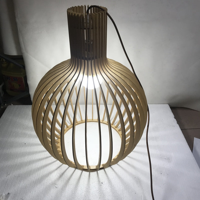 Birdcage Weaving Wooden Pendant Lamp
