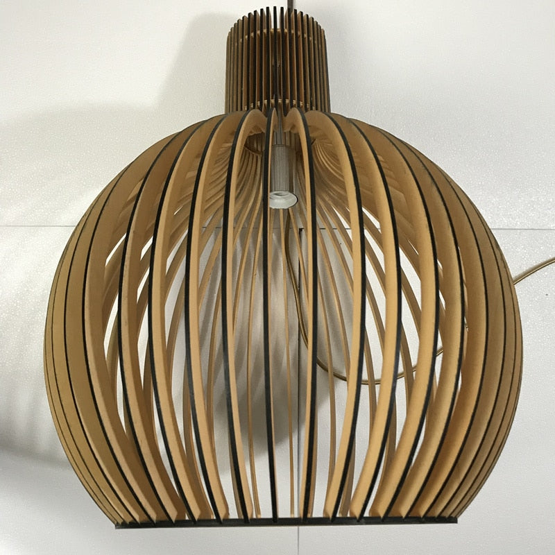 Birdcage Weaving Wooden Pendant Lamp