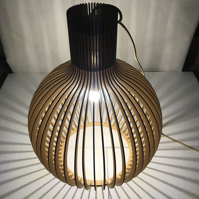 Birdcage Weaving Wooden Pendant Lamp
