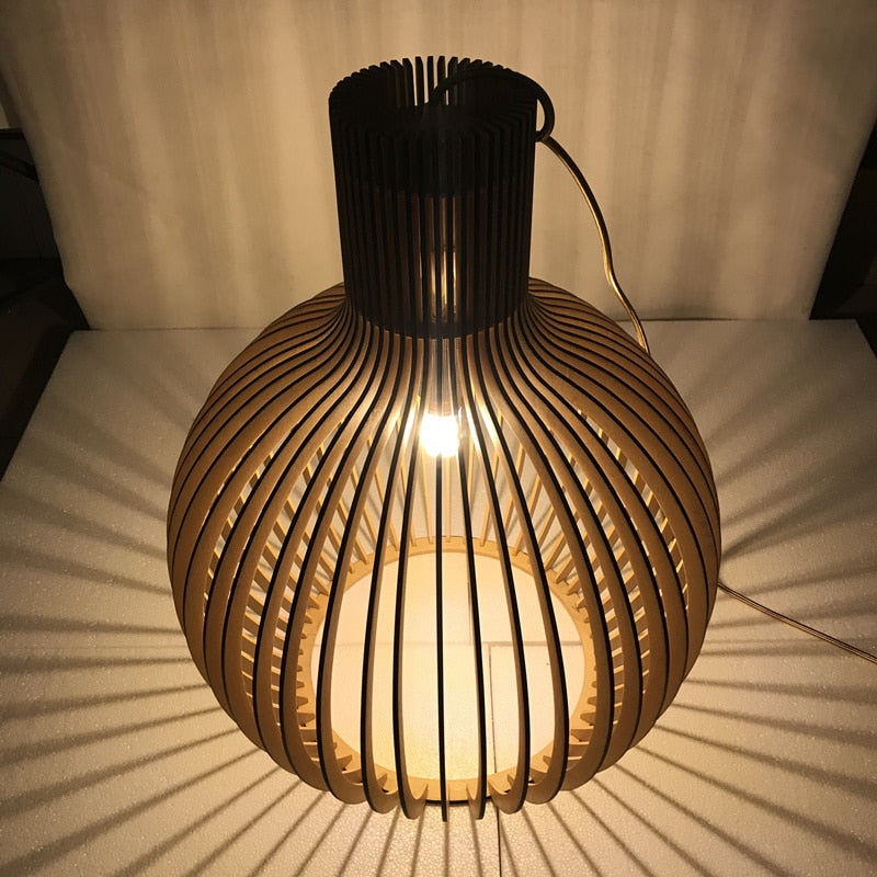 Birdcage Weaving Wooden Pendant Lamp