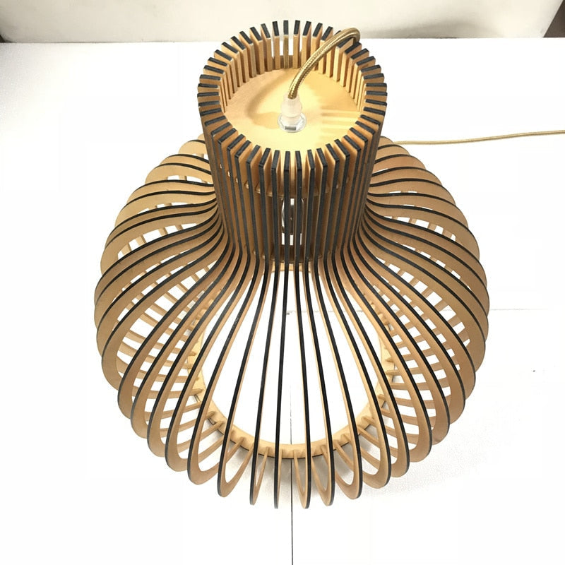 Birdcage Weaving Wooden Pendant Lamp
