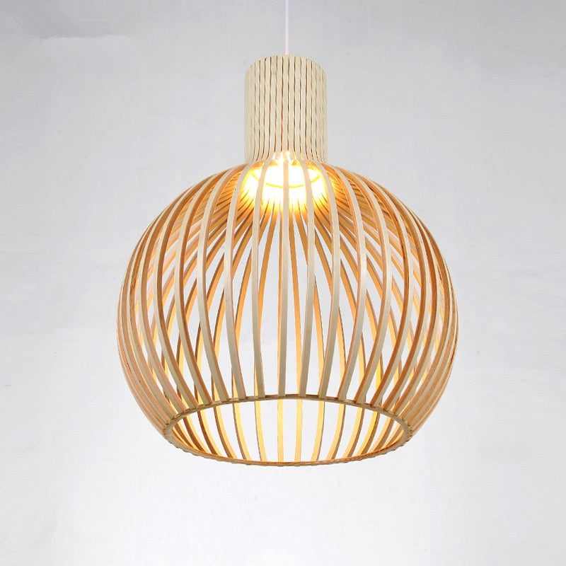 Birdcage Weaving Wooden Pendant Lamp