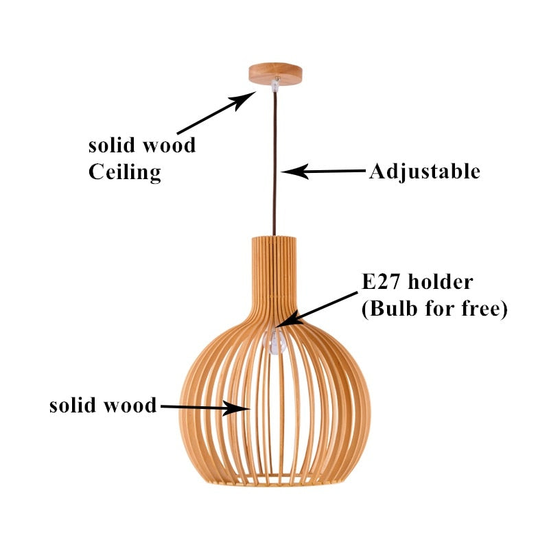 Birdcage Weaving Wooden Pendant Lamp