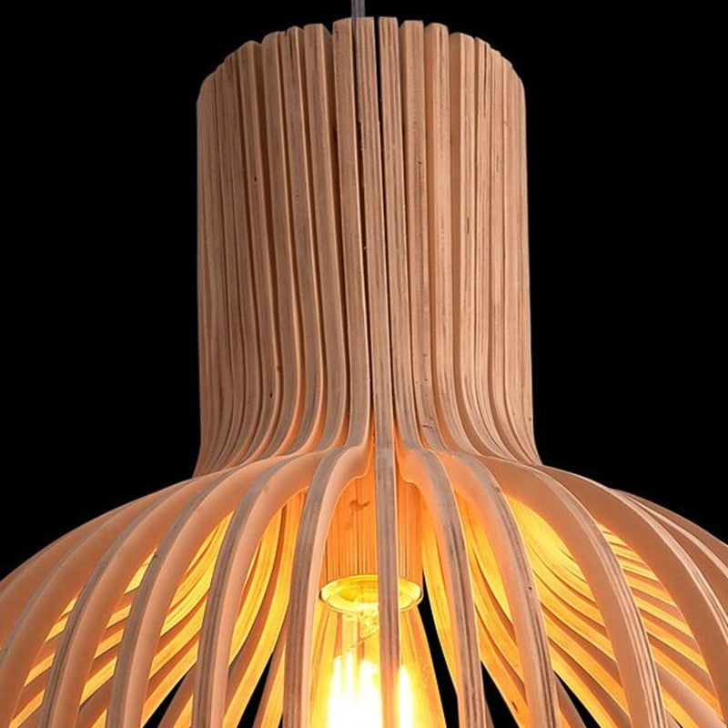Birdcage Weaving Wooden Pendant Lamp