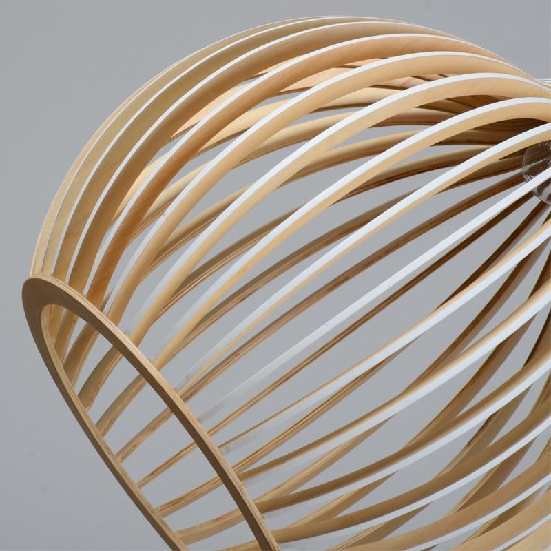 Birdcage Weaving Wooden Pendant Lamp