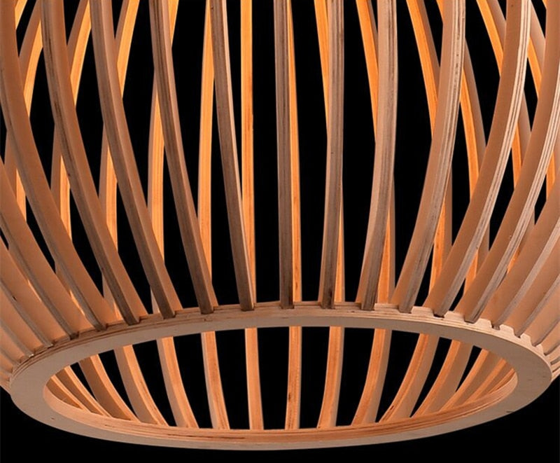Birdcage Weaving Wooden Pendant Lamp