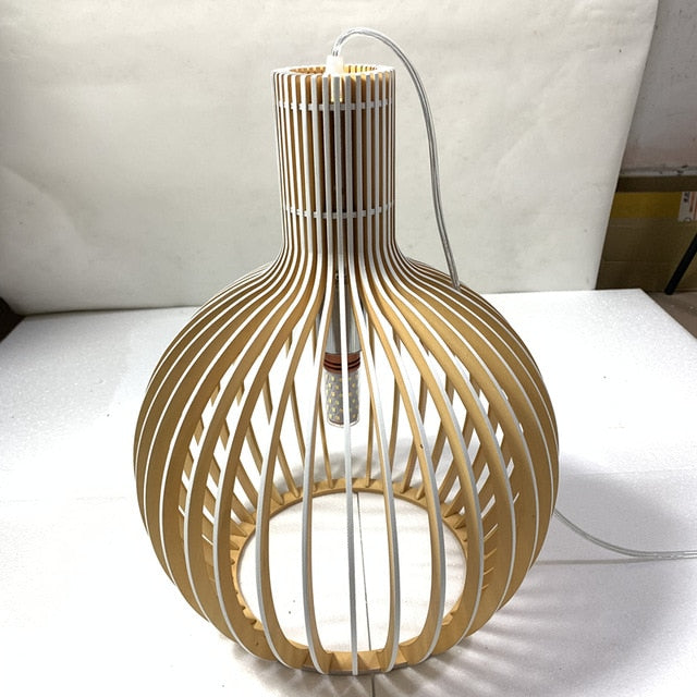 Birdcage Weaving Wooden Pendant Lamp