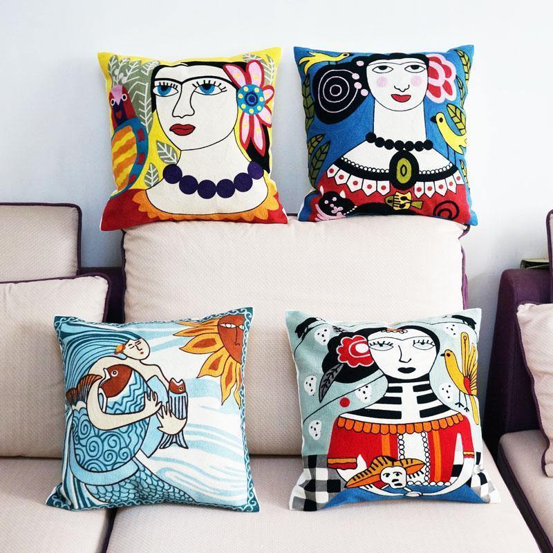 Cotton Embroidered Cushion Covers - Nordic Side -