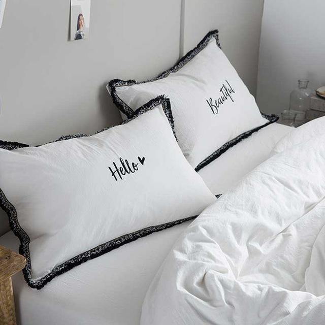 Hello Beautiful Letters For Couple Bedroom (2Pieces Pillow Cushion Covers) - Nordic Side -